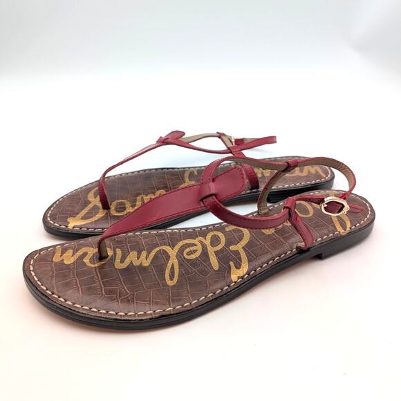 Sam Edelman Gigi Signet Sandal Ankle Strap Women's Red Brown Size US10M EU41 - Picture 1 of 12